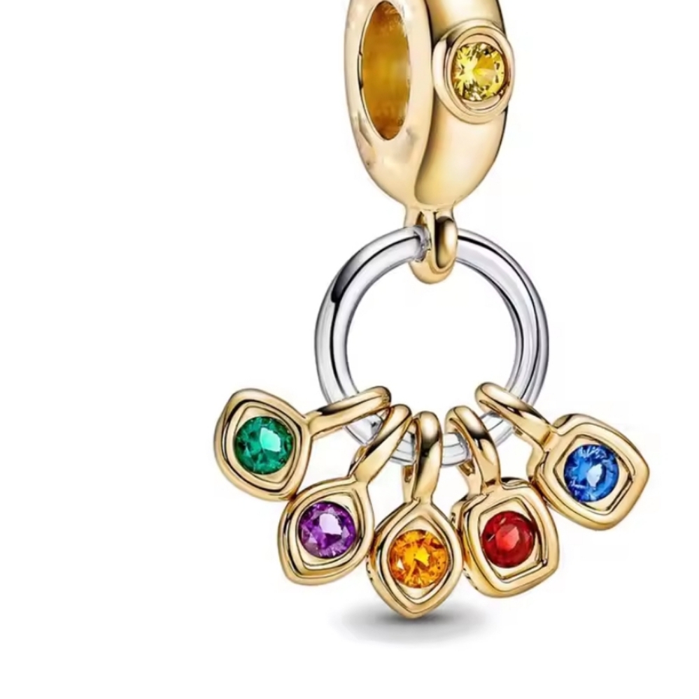 Silver Multi-Color Gemstone Pendant